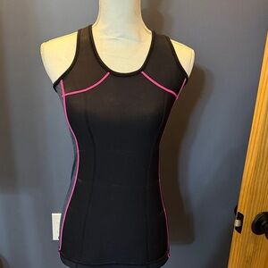 Women's Black and Pink Muscle Tee